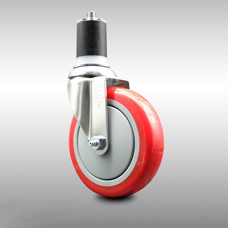 Service Caster 5 Inch 316SS Red Polyurethane Wheel Swivel 1-7/8 Inch Expanding Stem Caster SCC-SS316EX20S514-PPUB-RED-178